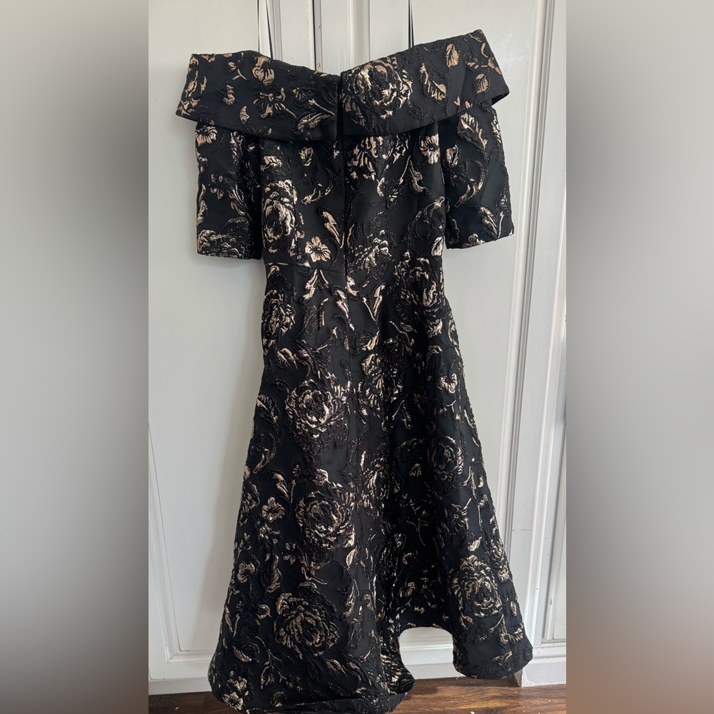 Teri Jon Elegant Black and Gold Dress - Picture 2 of 5
